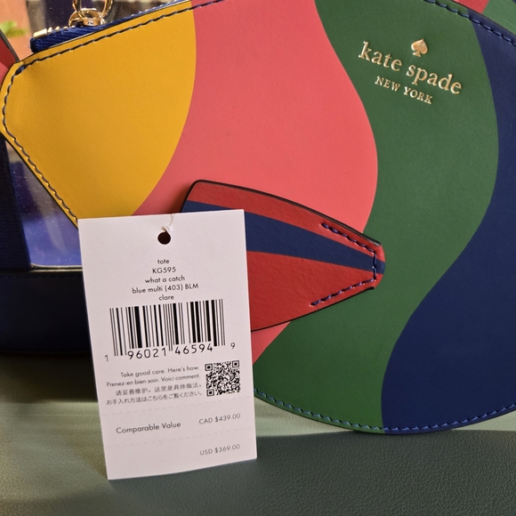 KATE SPADE What A Catch Top Handle Clear Novelty Tote with Fish Pouch Rare - Picture 9 of 9